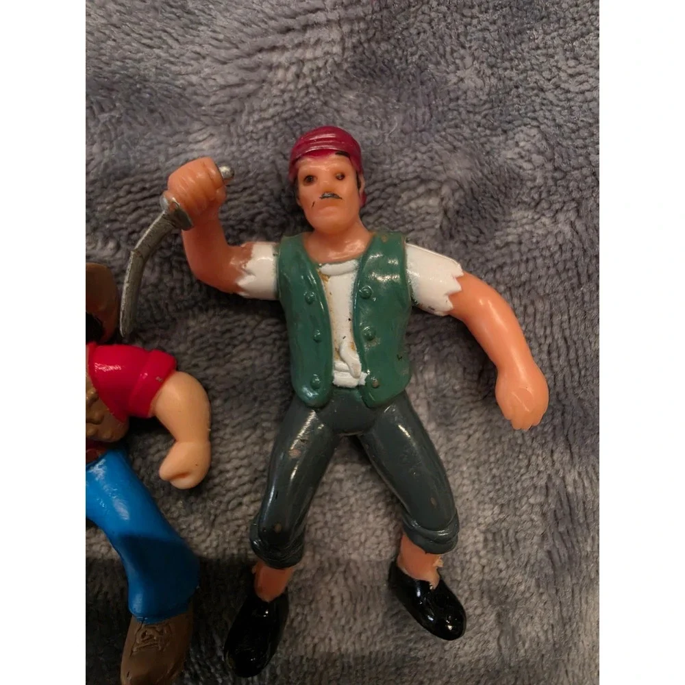 Vintage PVC Lincoln Log Figure Lot Cowboy w/ Lasso & Pirate with Cutlass Toy Set